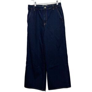 Mango Dark Wash Full Length Wide Leg Jeans Size 8